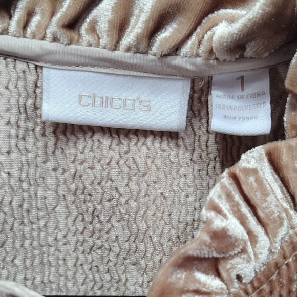 Chico's Textured Tan Velvet Jacket - Picture 2 of 3